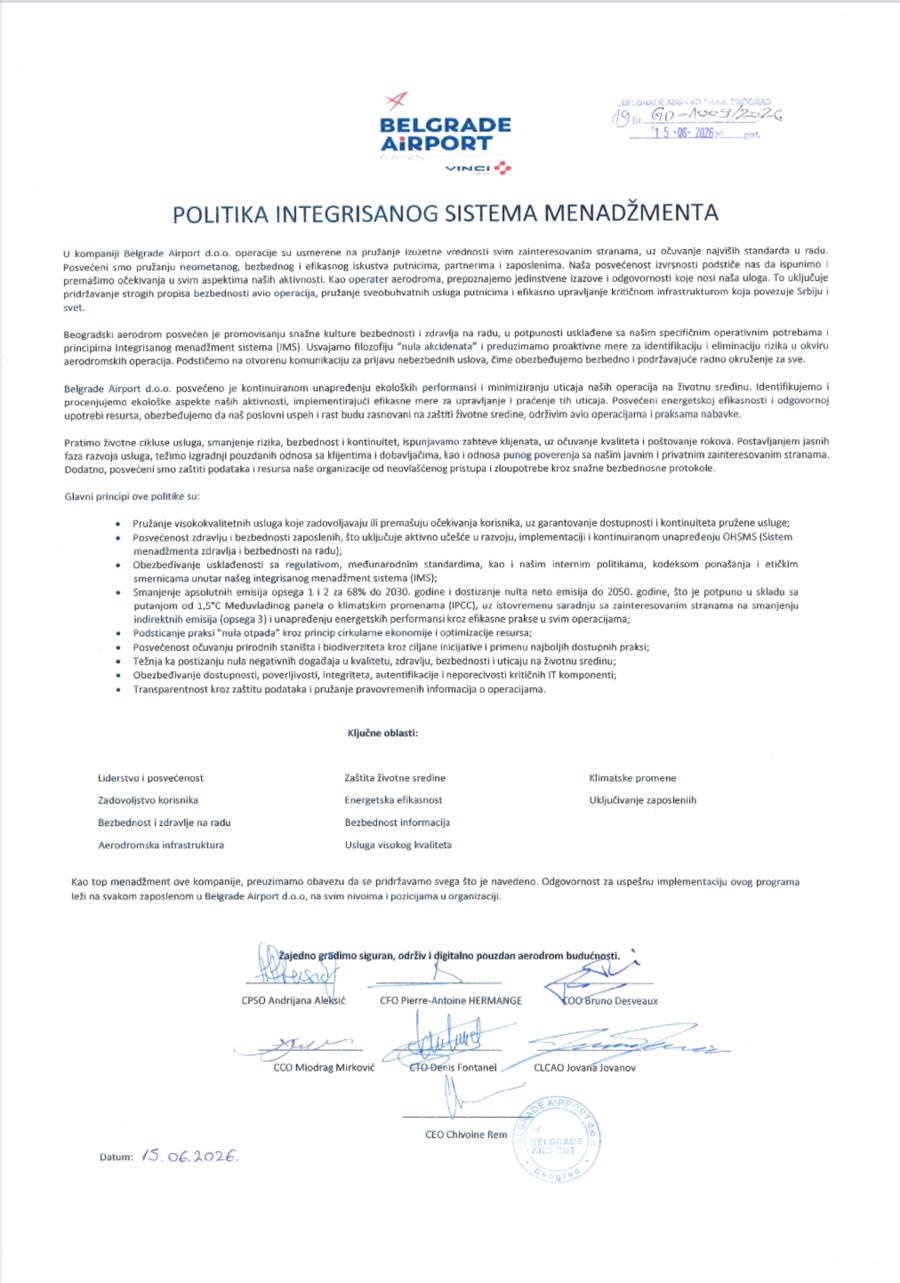 Usvajanjem Politike integrisanog sistema menadžmenta
